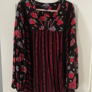 Torrid Striped Floral Swing Top Size 3